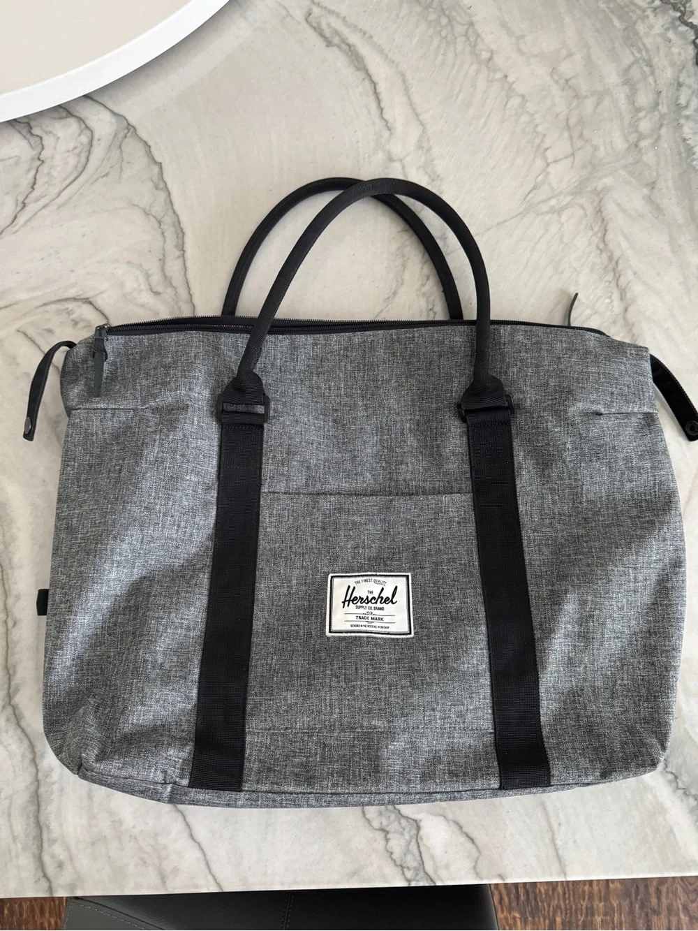 Herschel Supply Company Grey Weekender Tote with Black Straps